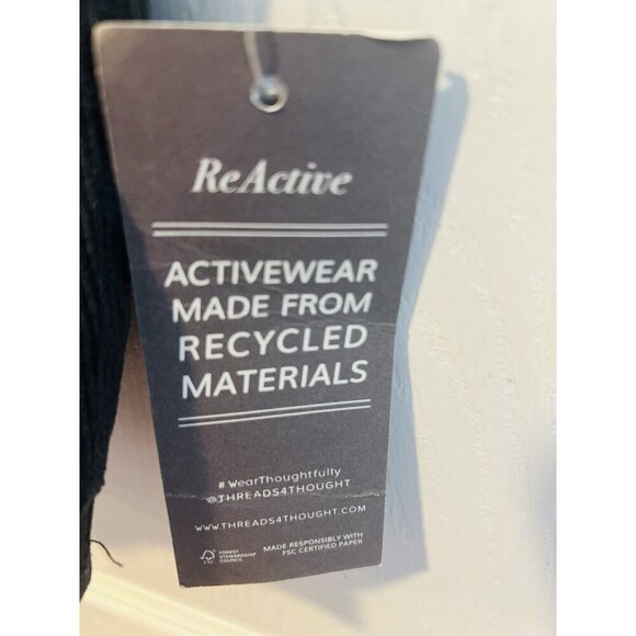 Threads 4 Thought Charcoal Gray Cropped Top Sz L Racerback Shelf Bra Ribbed Knit - Picture 5 of 5